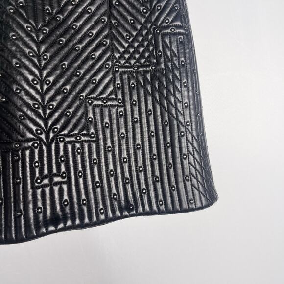 New The Jetset Diaries Black Medium Studded Lamb Leather Mini Skirt Exposed Zip - Picture 4 of 10